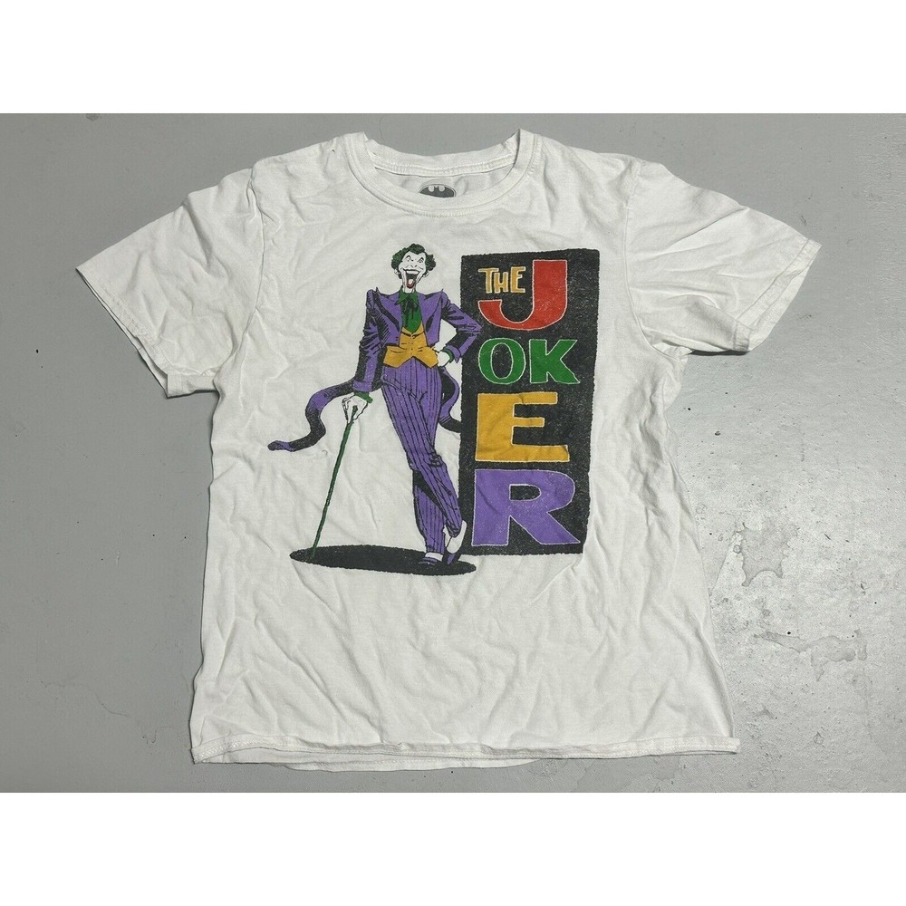 Batman Classic The Joker Name Stack White T-Shirt Adult Small